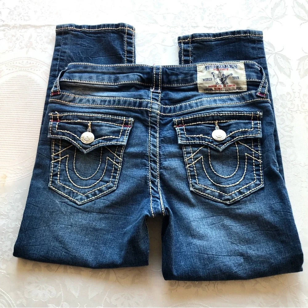 True Religion Girls Size 10 Blue Jeans Denim Pants Classic-Fit Straight-Leg